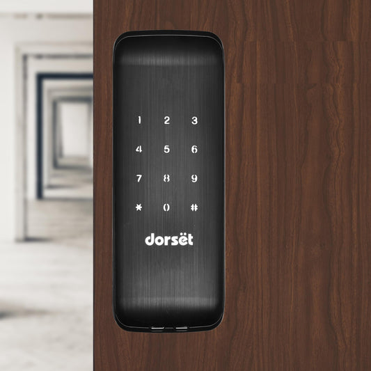 Dorset DG 907 Digital Rim Lock with Pincode Access | Sleek Security Solution for Main Doors | Ideal for Door Thickness 30-60 mm | Graphite Matte Finish, Black