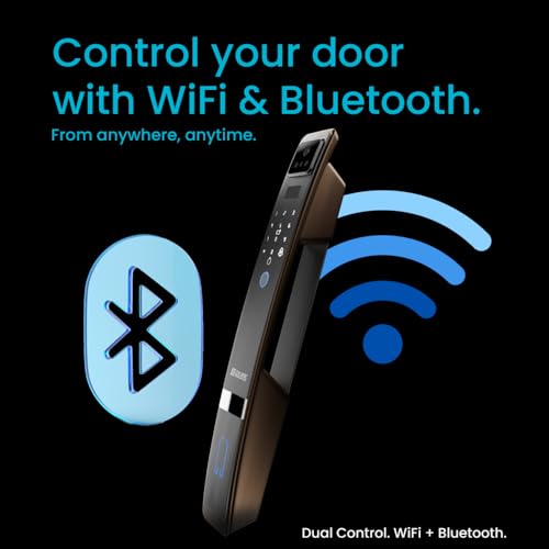 Golens X57 World's Most Advance Smart Lock | 10 Ways Unlock | Seperate Chime | Alexa/Apple/Google Home Supports | Inbuilt CCTV/Video Door Bell | Door Viewer | All Included | Bronze