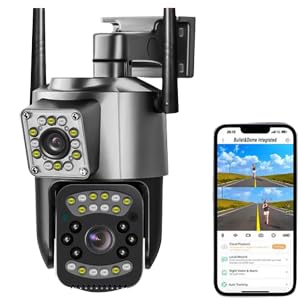 Maizic Smarthome 4G/5G SIM 5+5MP Dual Lens/Screen Pan & Tilt Zoom CCTV Outdoor Camera, Weatherproof(IP66), 2 Way Talk, Motion Detect, Supports SD Card Up to 256 GB, (Black Outdoor 4g)