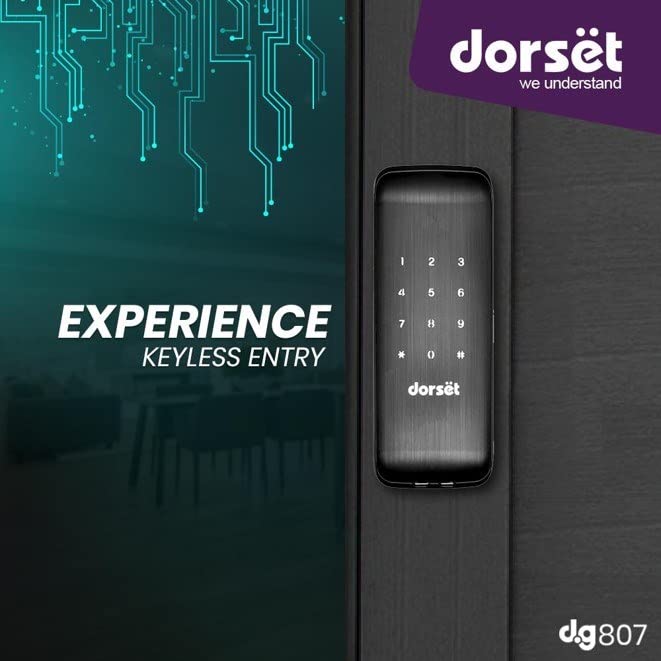 Dorset DG 907 Digital Rim Lock with Pincode Access | Sleek Security Solution for Main Doors | Ideal for Door Thickness 30-60 mm | Graphite Matte Finish, Black