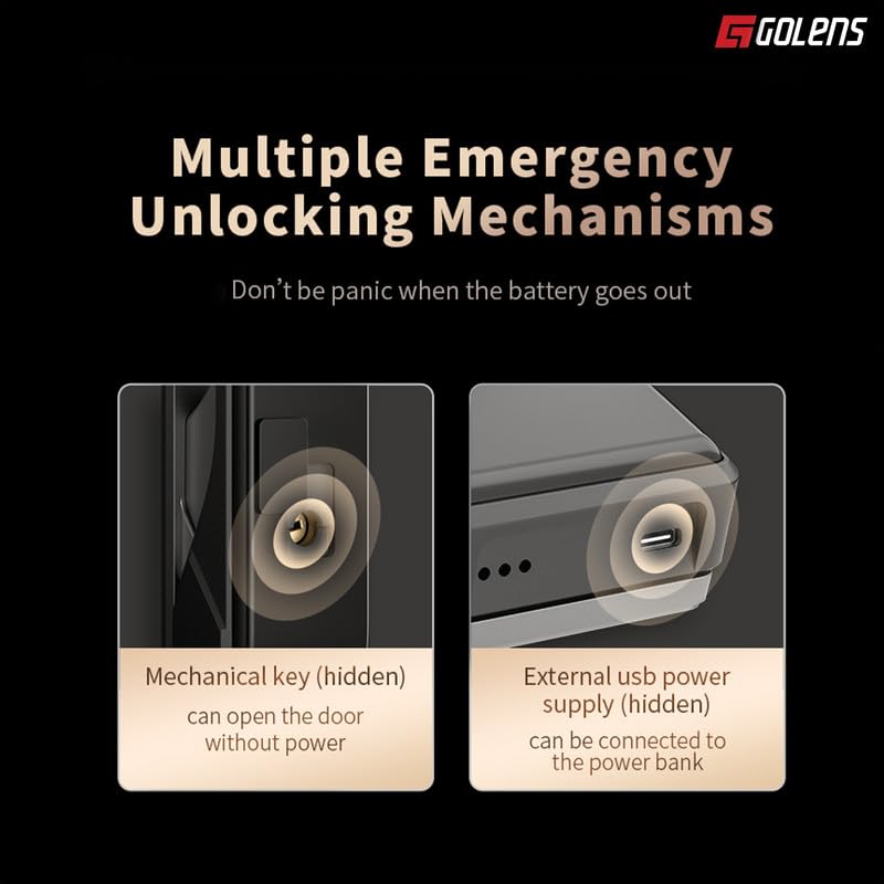 Golens X57 World's Most Advance Smart Lock | 10 Ways Unlock | Seperate Chime | Alexa/Apple/Google Home Supports | Inbuilt CCTV/Video Door Bell | Door Viewer | All Included | Bronze