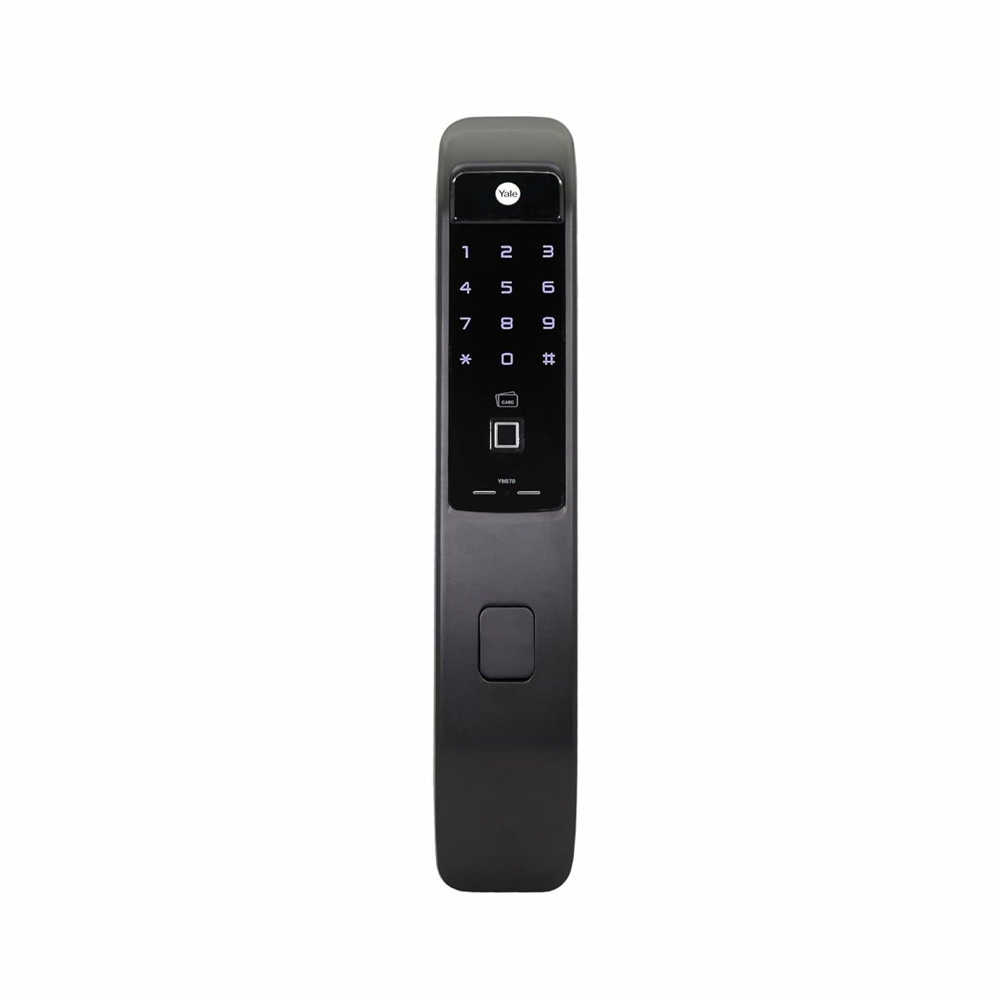Yale YMI 70 Pull Smart Digital Door Lock – Biometric, PIN, RFID, Mechanical Key | Push-Pull Access | Fits 40mm–100mm Wooden Doors | Black | 3-Year Warranty