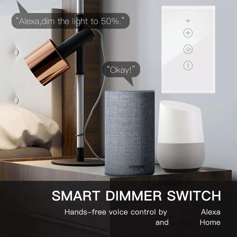Tuya US Smart Life LED Dimmer Switch, WiFi Remote Control, Dimming Home Lights, Touch Switches, Voice Control, Black
