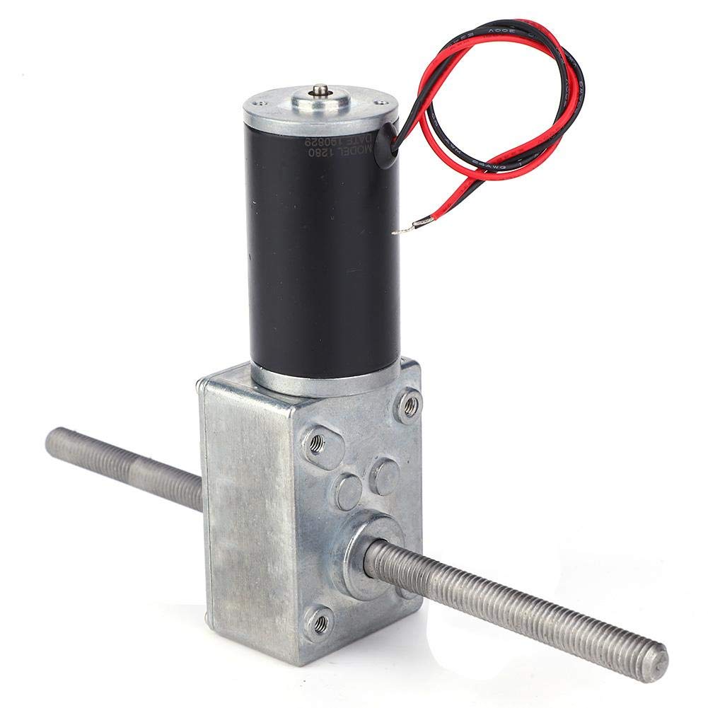 Set of 2 Worm Gear Motors – 17-670 Reduction Ratio, Dual Shaft, M8 Double Right-Hand Thread, 200-Silver | Replacement Parts for Smart Home Appliances