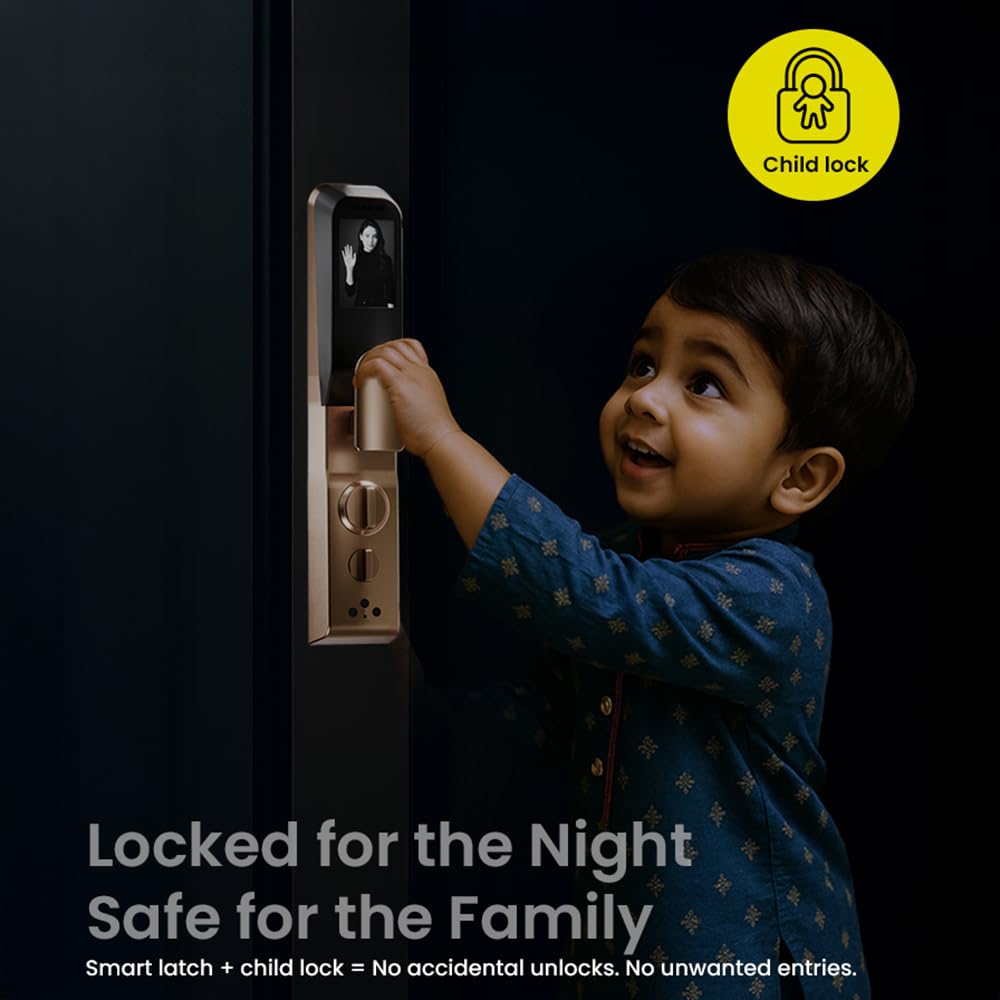 Golens X57 World's Most Advance Smart Lock | 10 Ways Unlock | Seperate Chime | Alexa/Apple/Google Home Supports | Inbuilt CCTV/Video Door Bell | Door Viewer | All Included | Bronze