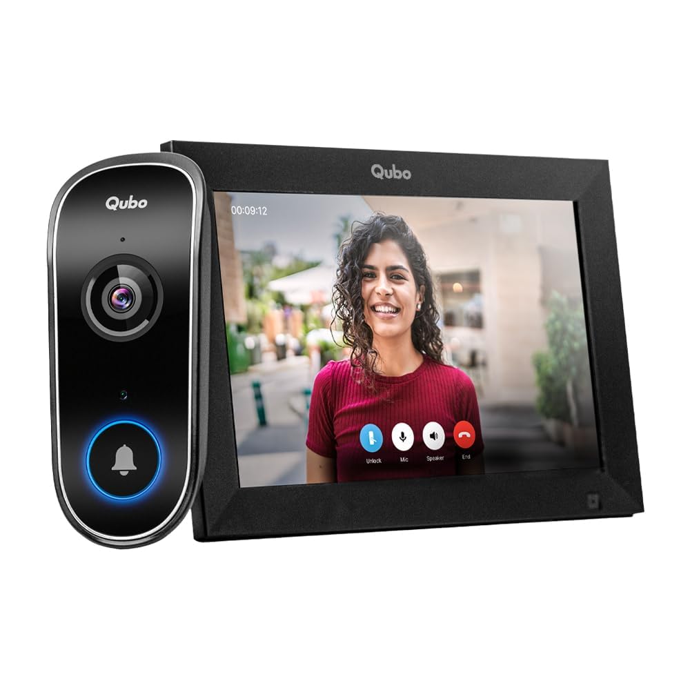 Qubo Instaview Video Doorbell Pro 2K + Home Tab | Smart Video Doorphone by Hero Group | 3MP 1296P, 2-Way Talk, Alexa & Google Assistant | Chime Included