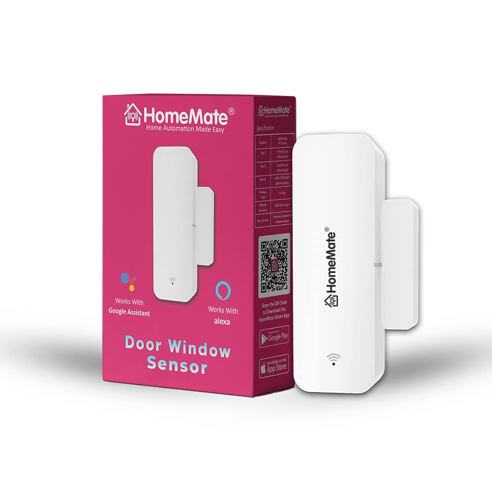 HomeMate® WiFi Smart Door/window Sensor (Pack of 1) | No Hub Required | Works with Amazon Alexa, Google Assistant and Siri