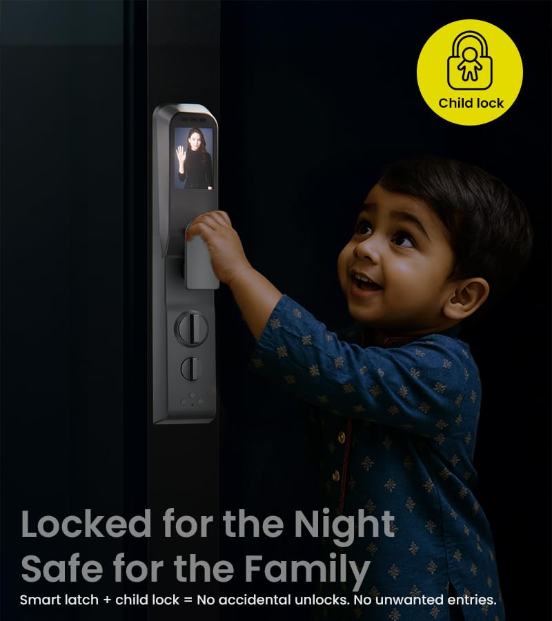 Golens X95 Luxury Smart Digital Door Lock | 9 Ways Unlocking | 3D Face ID | Fingerprint | Mobile App | RFID Card | PIN | OTP, Mechanical Key, Temporary Password, Door Viewer, No Extra Gateway Required