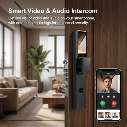 Golens X95 Luxury Smart Digital Door Lock | 9 Ways Unlocking | 3D Face ID | Fingerprint | Mobile App | RFID Card | PIN | OTP, Mechanical Key, Temporary Password, Door Viewer, No Extra Gateway Required