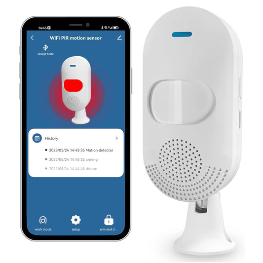Smart WiFi PIR Motion Sensor – App Notification Alert | USB/Battery Powered | Compatible with Alexa & Google Home | Smart Home Movement Detector