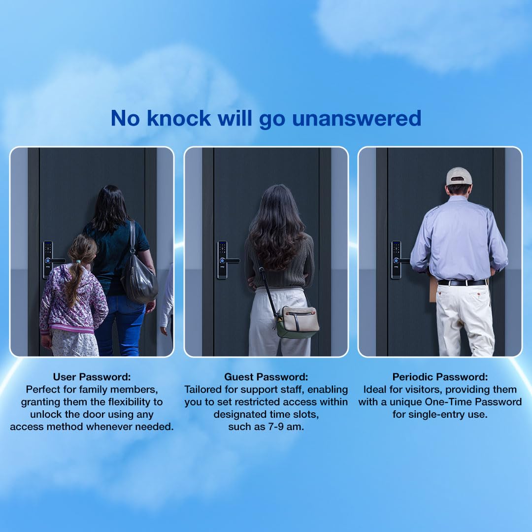 Speedy WiFi Enabled Smart Door Lock for Main Door | Biometric, 2 Emergency Keys |2-Year Warranty & Free Installation | Door Thickness Should be Between: 30-60mm