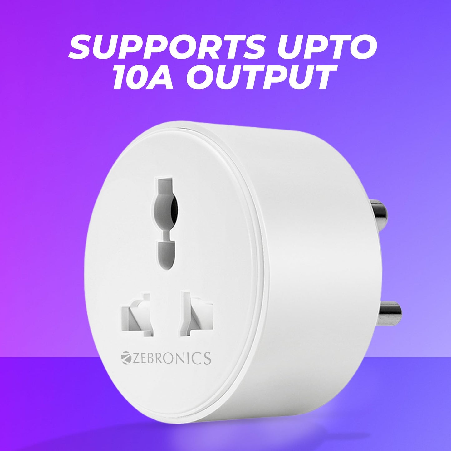 Zebronics ZEB-SP110, Smart Wi-Fi Plug Compatible with Google Assistant & Alexa, Supports Upto 10A and Comes with a Dedicated APP That Features Scheduled Control.