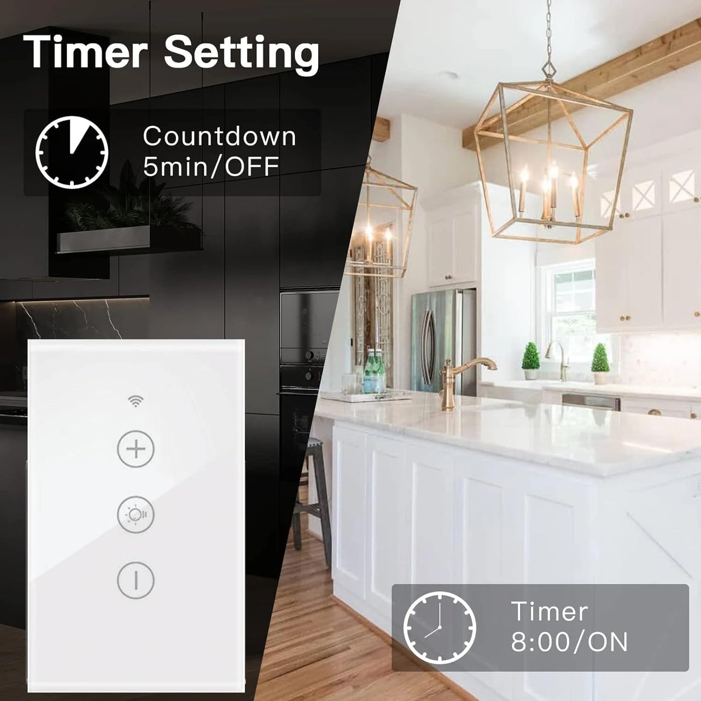 Tuya US Smart Life LED Dimmer Switch, WiFi Remote Control, Dimming Home Lights, Touch Switches, Voice Control, Black