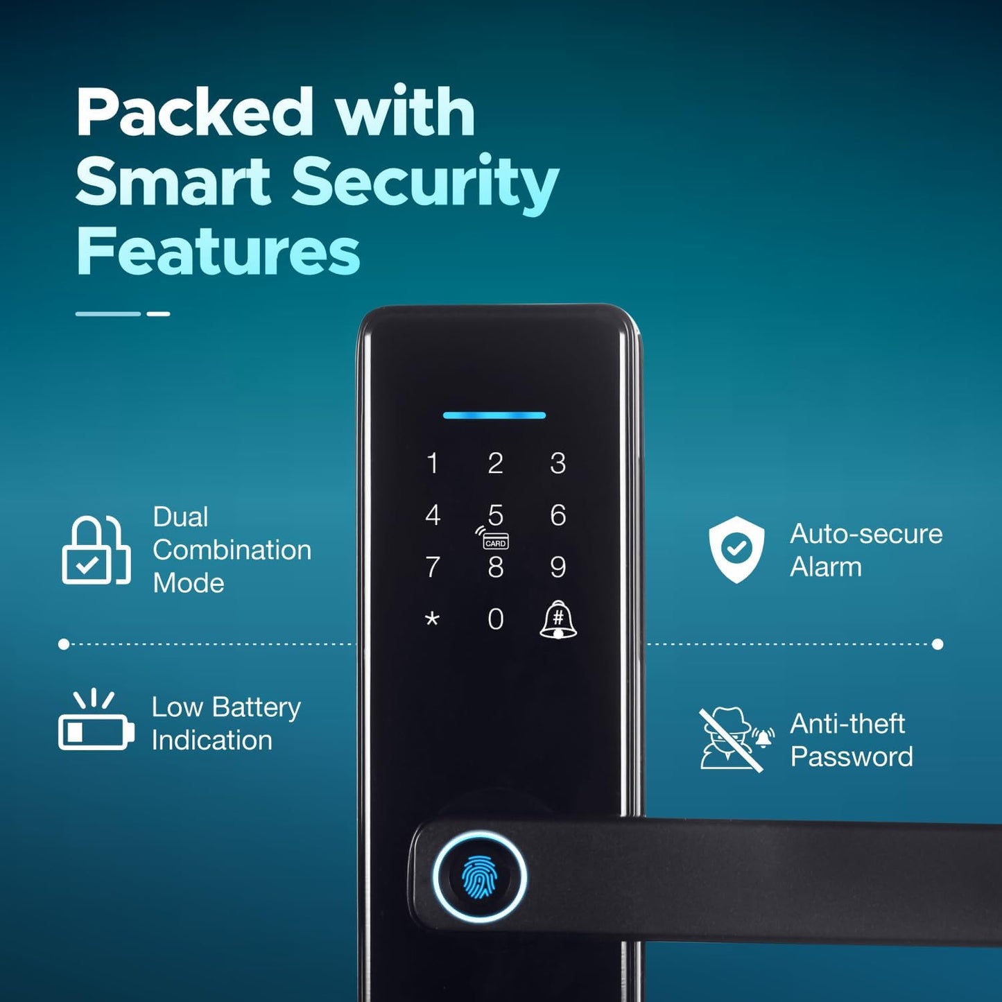 Speedy WiFi Enabled Smart Door Lock for Main Door | Biometric, 2 Emergency Keys |2-Year Warranty & Free Installation | Door Thickness Should be Between: 30-60mm