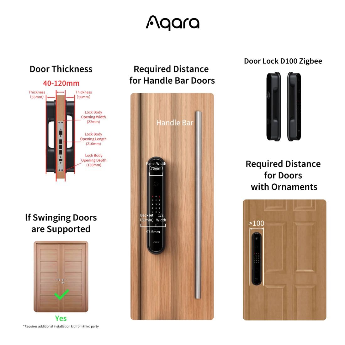 Aqara Smart Door Lock D100 Zigbee – Biometric Fingerprint, App & Password Access