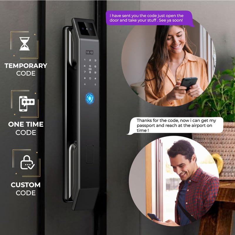 Golens X95 Luxury Smart Digital Door Lock | 9 Ways Unlocking | 3D Face ID | Fingerprint | Mobile App | RFID Card | PIN | OTP, Mechanical Key, Temporary Password, Door Viewer, No Extra Gateway Required
