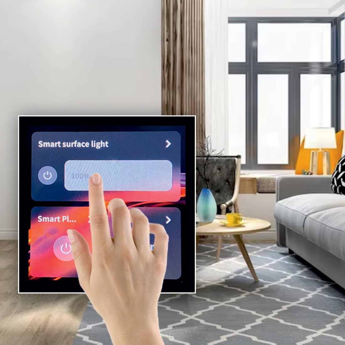 HomeMate Smart Home Control Panel Multi-Functional Wifi Smart Scene Wall Switch Zigbee BT Function APP Remote Control With 4-Inch LCD Touch Screen Clock Date Temperature Weather Display, 230 Volts