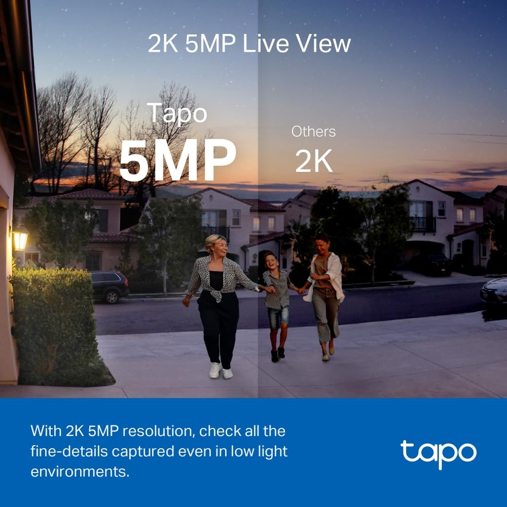 TP-Link Tapo D230S1 2K 5Mp/1920p Smart Wireless Security Video Doorbell,Battery-Powered,Two-Way Talk,Ip64,Colour Night Vision,Cloud &Local Storage,Compatible with Alexa&Google Home,Easy Installation