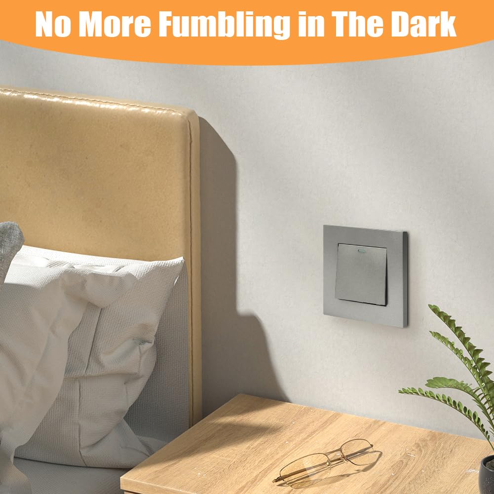 AXFEE Wireless Light Switch, Button Switch, Wall Light, Mechanical Switch, 1 Speed, 1 Way, Light Switch with Screws, Wall Mounted, Flush-Mounted Grey