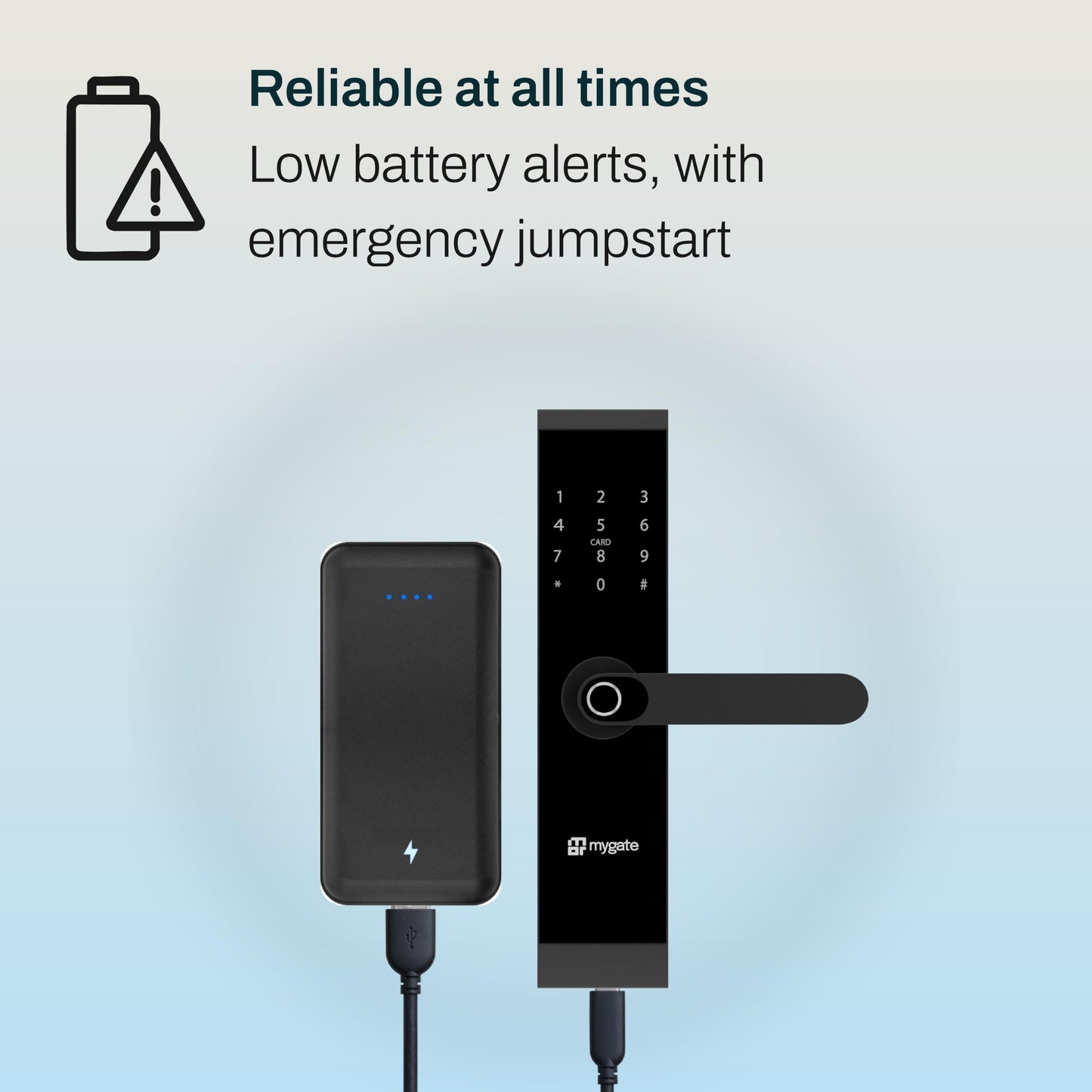 Mygate Smart Door Lock SE with 6 Unlock Methods, Fingerprint, OTP, PIN, RFID Card, Key & Mobile App Access, Unauthorized Freeze & Pin Decoy, Remote Unlocking via OTP| 3-Year Warranty by Mygate, Black