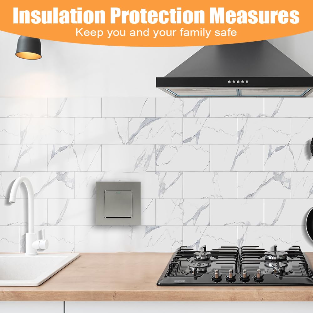 AXFEE Wireless Light Switch, Button Switch, Wall Light, Mechanical Switch, 1 Speed, 1 Way, Light Switch with Screws, Wall Mounted, Flush-Mounted Grey