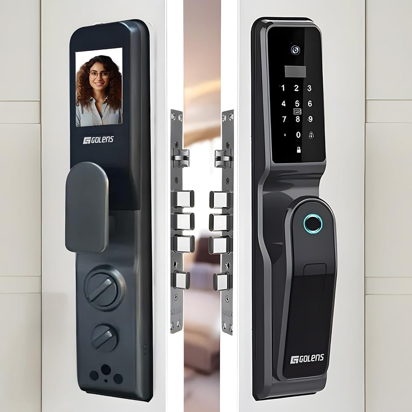 Golens X95 Luxury Smart Digital Door Lock | 9 Ways Unlocking | 3D Face ID | Fingerprint | Mobile App | RFID Card | PIN | OTP, Mechanical Key, Temporary Password, Door Viewer, No Extra Gateway Required