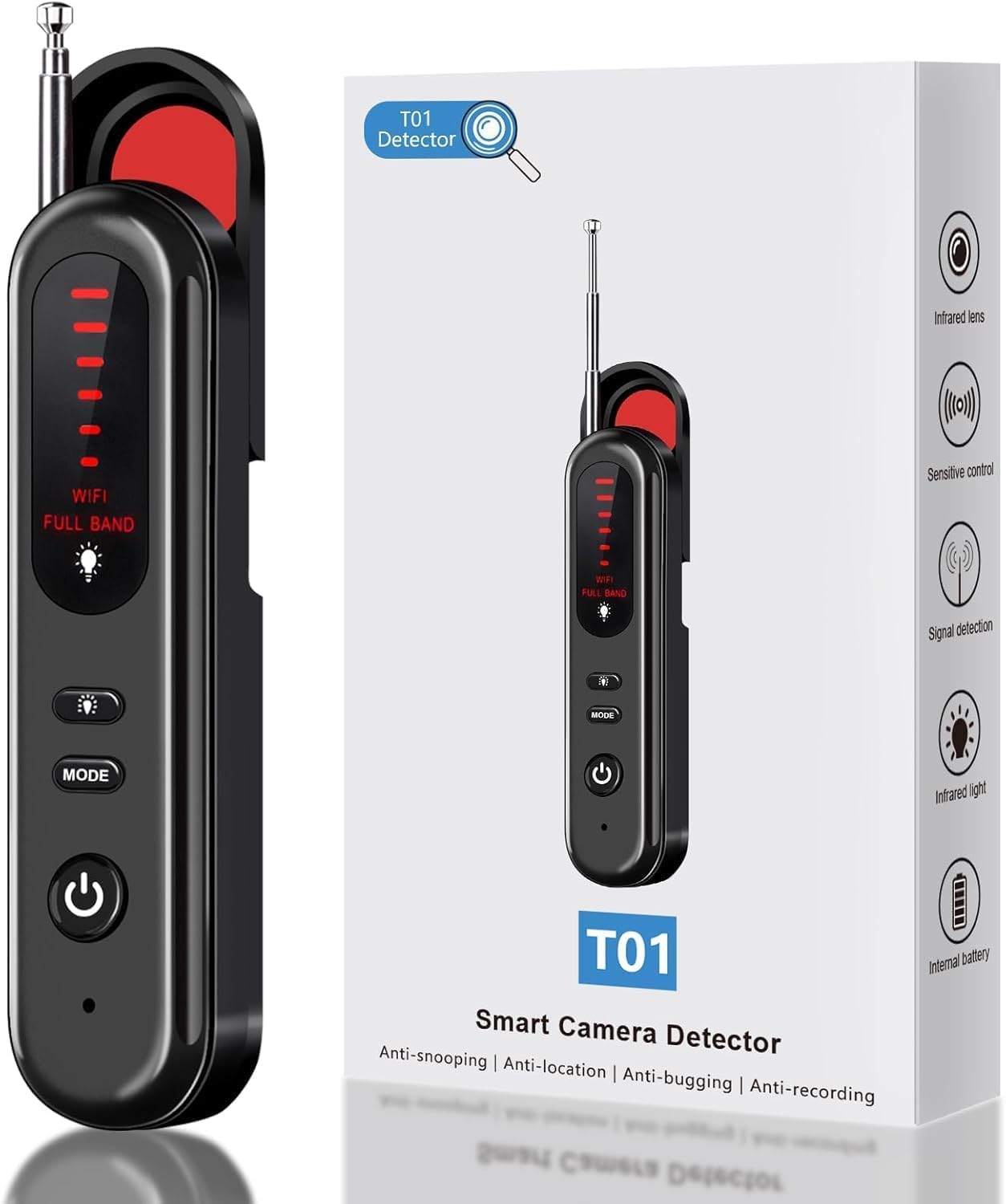 Hidden Camera Detector, Anti-Spy Detector, Hidden Device GPS Detector, Camera Detector, Bug Detector, Privacy Protector, Signal Scanner for Hotels Office Home Travel, 5 Levels Sensitivity (A3)