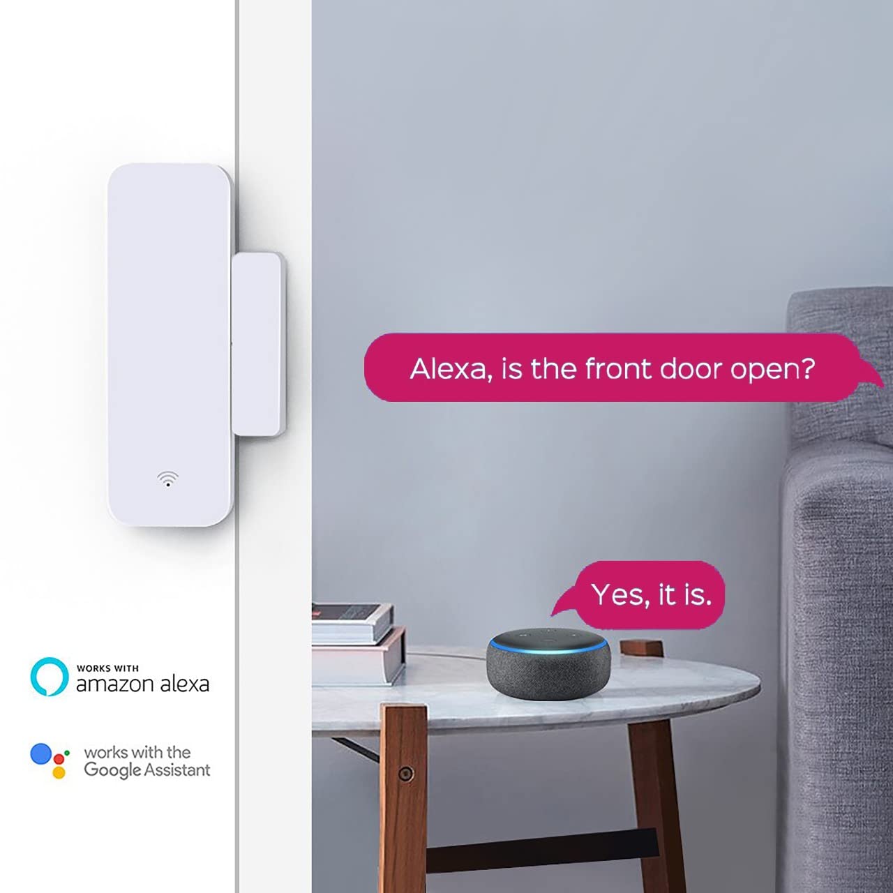 HomeMate® WiFi Smart Door/window Sensor (Pack of 1) | No Hub Required | Works with Amazon Alexa, Google Assistant and Siri