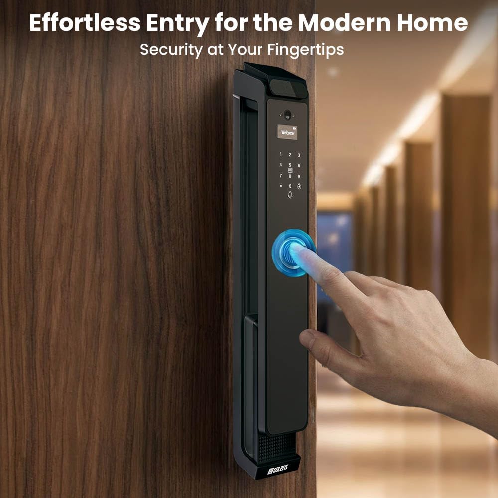 Golens X95 Luxury Smart Digital Door Lock | 9 Ways Unlocking | 3D Face ID | Fingerprint | Mobile App | RFID Card | PIN | OTP, Mechanical Key, Temporary Password, Door Viewer, No Extra Gateway Required