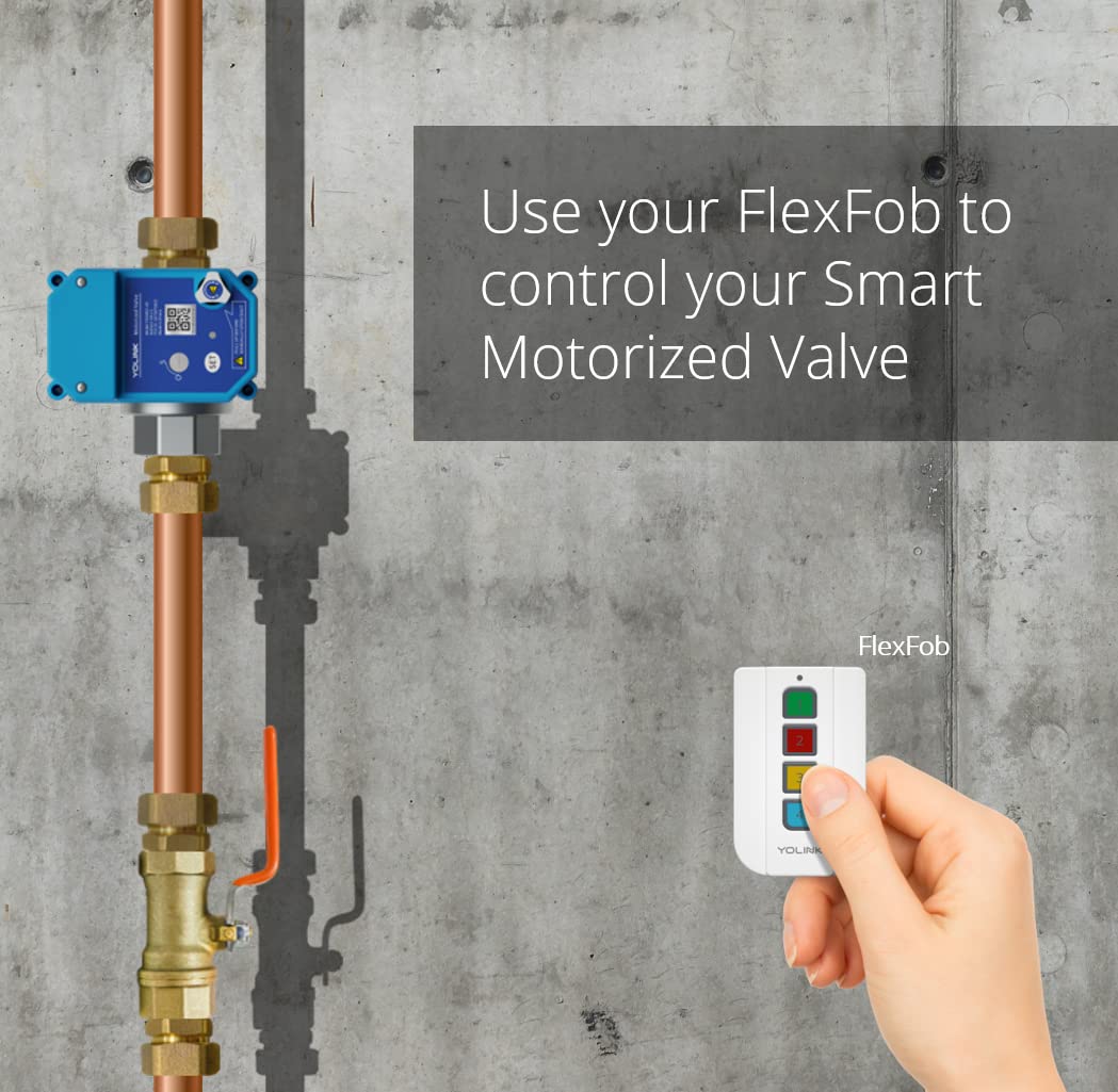 YoLink LoRa Smart Water Leak Protection System – 3/4" Motorized Stainless Steel Valve + 3 Leak Sensors + Hub | Long-Range, Alexa, IFTTT, Home Assistant Compatible
