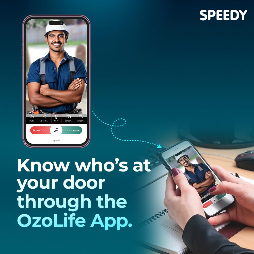 Speedy WiFi Enabled Smart Door Lock for Main Door | Biometric, 2 Emergency Keys |2-Year Warranty & Free Installation | Door Thickness Should be Between: 30-60mm