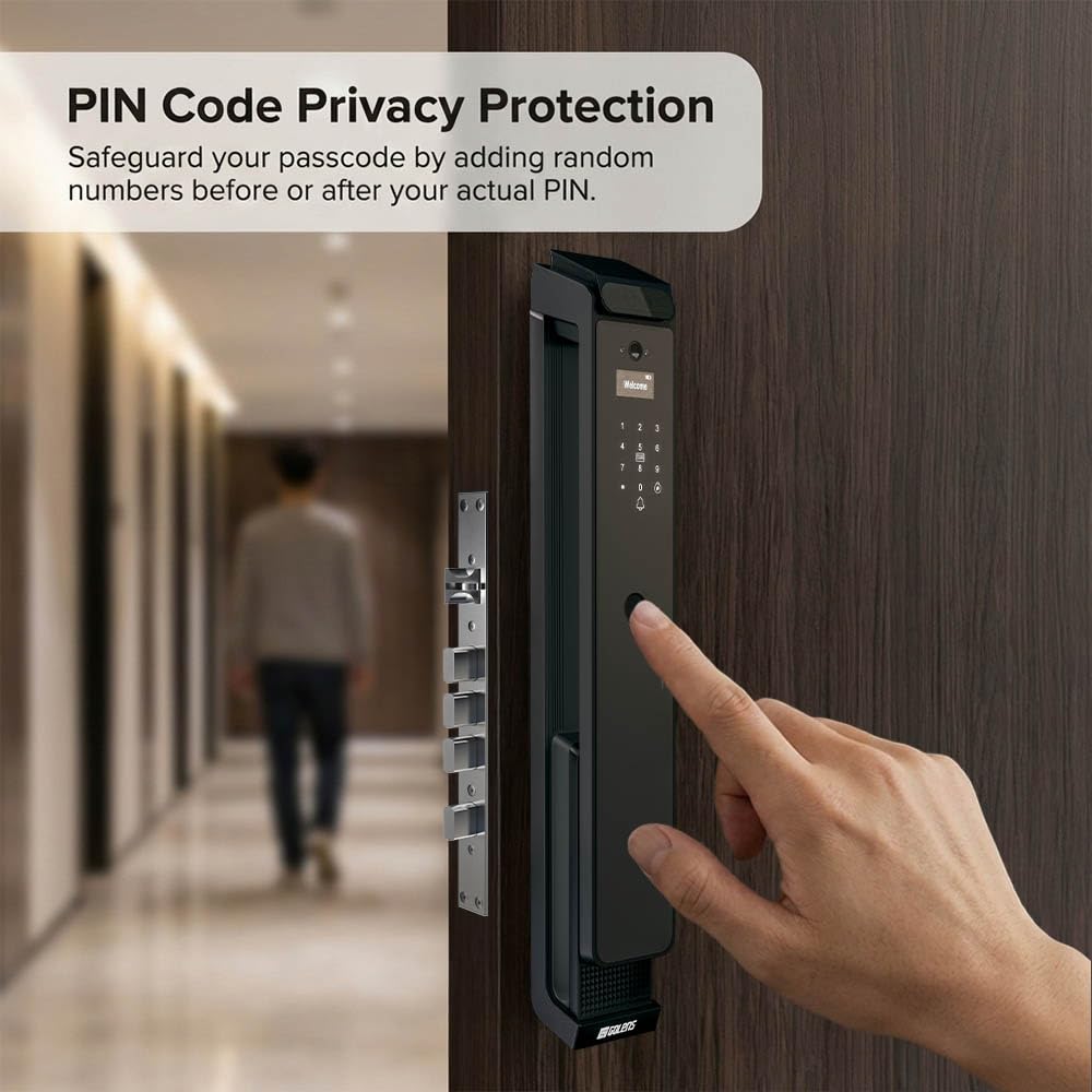Golens X95 Luxury Smart Digital Door Lock | 9 Ways Unlocking | 3D Face ID | Fingerprint | Mobile App | RFID Card | PIN | OTP, Mechanical Key, Temporary Password, Door Viewer, No Extra Gateway Required