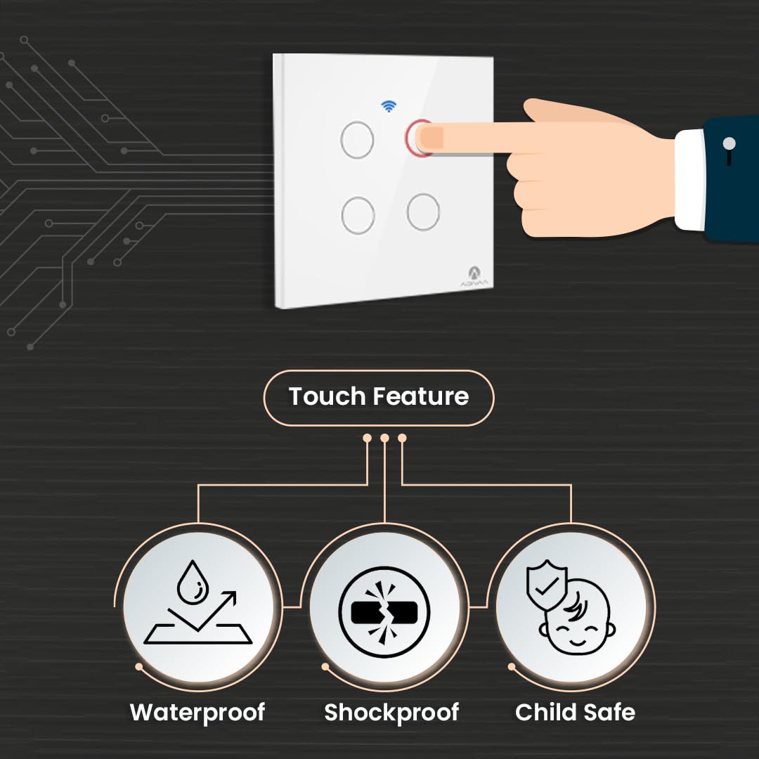 Adivaa Smart Home Automation Kit, AC/Geyser Controller, Door Bell Switch, WiFi Switches, Fan Regulator, Sockets (3 BHK (Plan C))