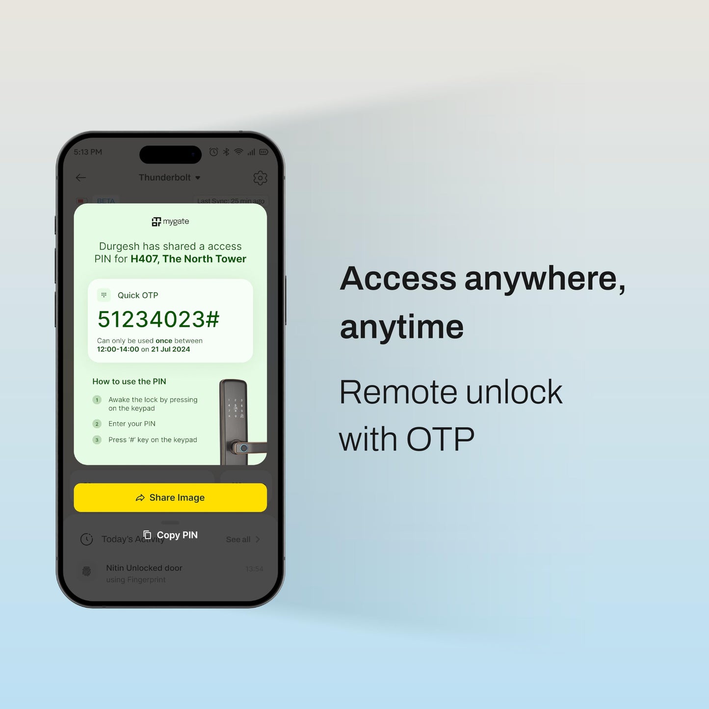 Mygate Smart Door Lock SE with 6 Unlock Methods, Fingerprint, OTP, PIN, RFID Card, Key & Mobile App Access, Unauthorized Freeze & Pin Decoy, Remote Unlocking via OTP| 3-Year Warranty by Mygate, Black