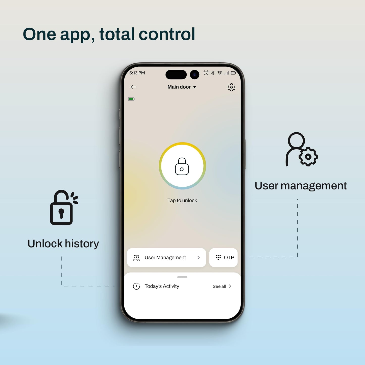 Mygate Smart Door Lock SE with 6 Unlock Methods, Fingerprint, OTP, PIN, RFID Card, Key & Mobile App Access, Unauthorized Freeze & Pin Decoy, Remote Unlocking via OTP| 3-Year Warranty by Mygate, Black