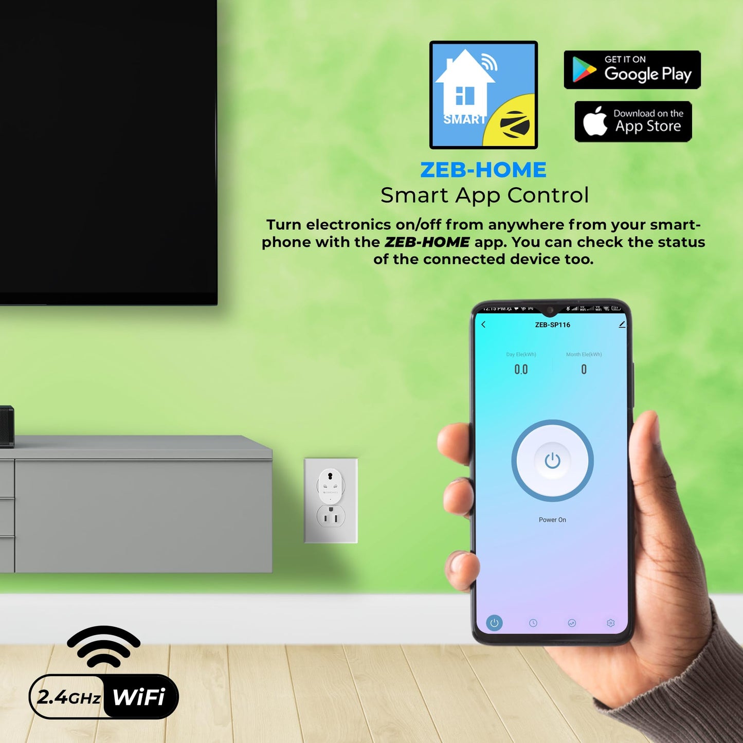 Zebronics ZEB-SP110, Smart Wi-Fi Plug Compatible with Google Assistant & Alexa, Supports Upto 10A and Comes with a Dedicated APP That Features Scheduled Control.
