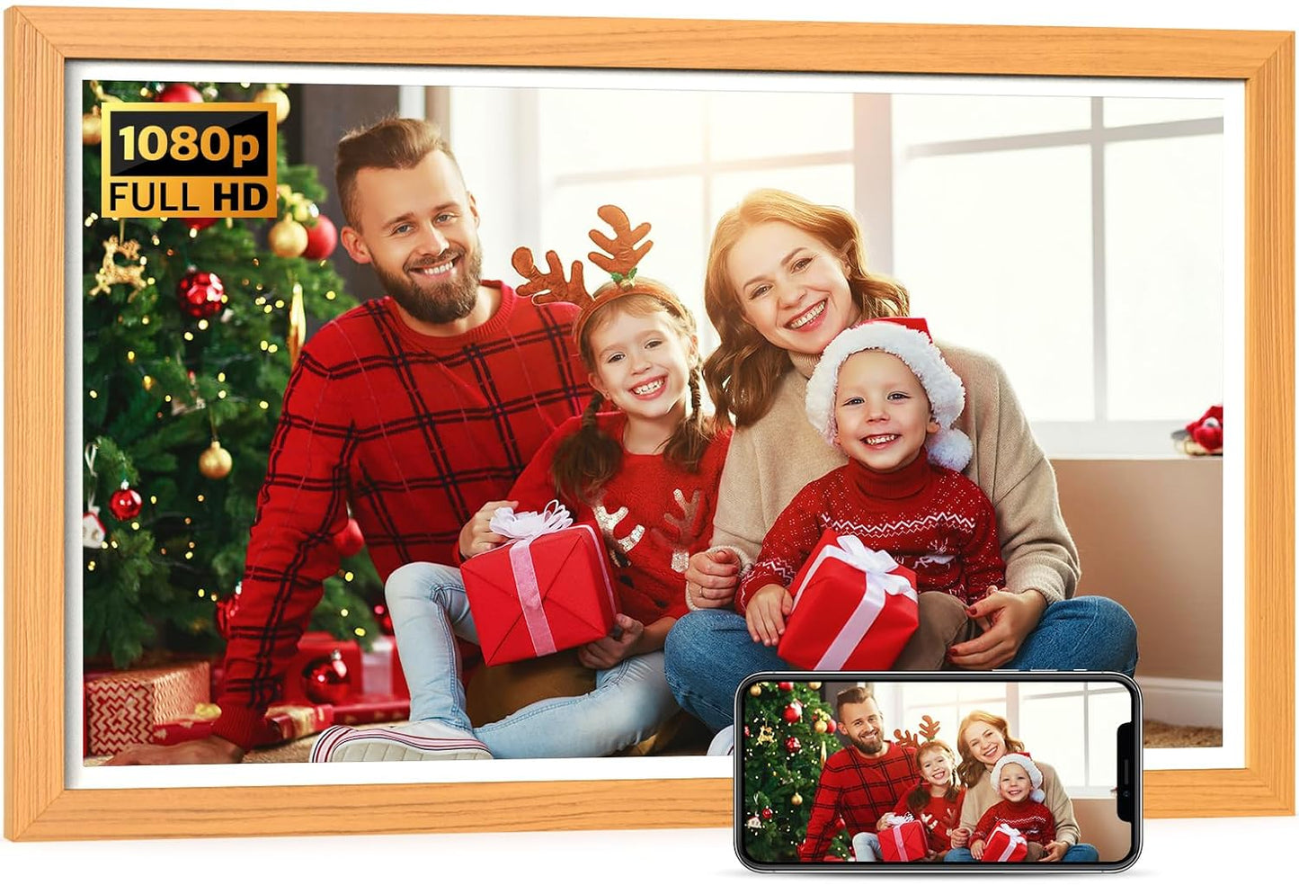 21.5-Inch Dual Wi-Fi Digital Picture Frame – 1080P Video, App & Email Sharing, 32GB Storage, Unlimited Cloud, Wall-Mount Smart Display