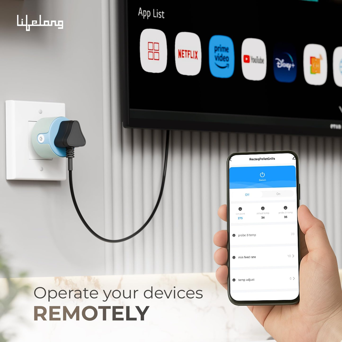 Lifelong Electronics 10A WiFi Smart Power Plug for Home Automation | With App Control, Timer, Voice Control, Scheduling | Smart Plugs Gadget | Electrical Switch Socket | Compatible with Alexa & Google