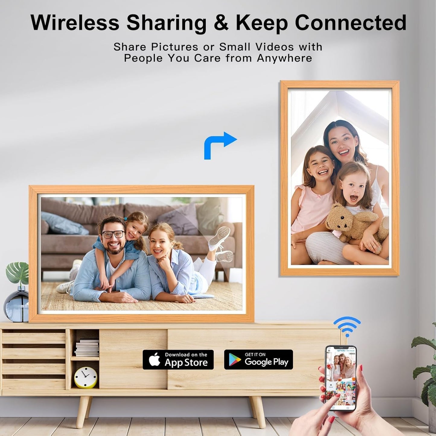 21.5-Inch Dual Wi-Fi Digital Picture Frame – 1080P Video, App & Email Sharing, 32GB Storage, Unlimited Cloud, Wall-Mount Smart Display