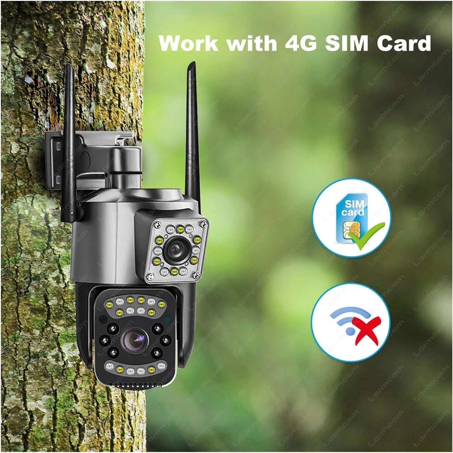 Maizic Smarthome 4G/5G SIM 5+5MP Dual Lens/Screen Pan & Tilt Zoom CCTV Outdoor Camera, Weatherproof(IP66), 2 Way Talk, Motion Detect, Supports SD Card Up to 256 GB, (Black Outdoor 4g)