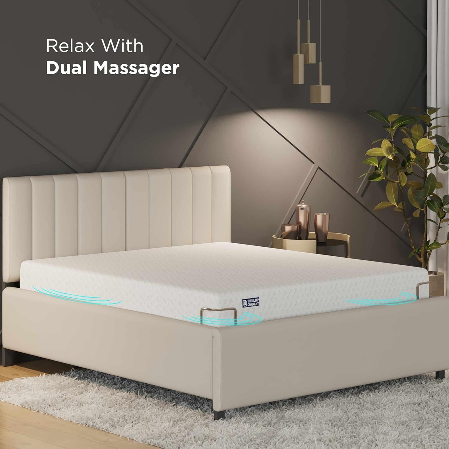 The Sleep Company Elev8 Smart Recliner Bed – Italia Beige Frame + 8" Ortho Mattress | Smart Adjustable King Bed with Massage & Zero Gravity Mode | Metal Frame, Carbon Steel