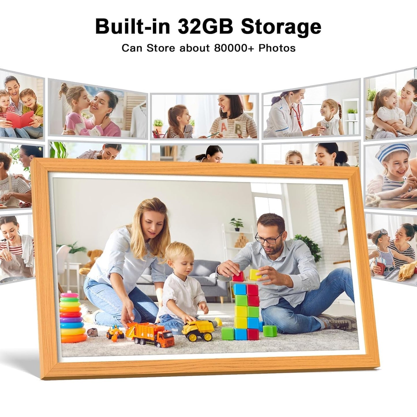 21.5-Inch Dual Wi-Fi Digital Picture Frame – 1080P Video, App & Email Sharing, 32GB Storage, Unlimited Cloud, Wall-Mount Smart Display