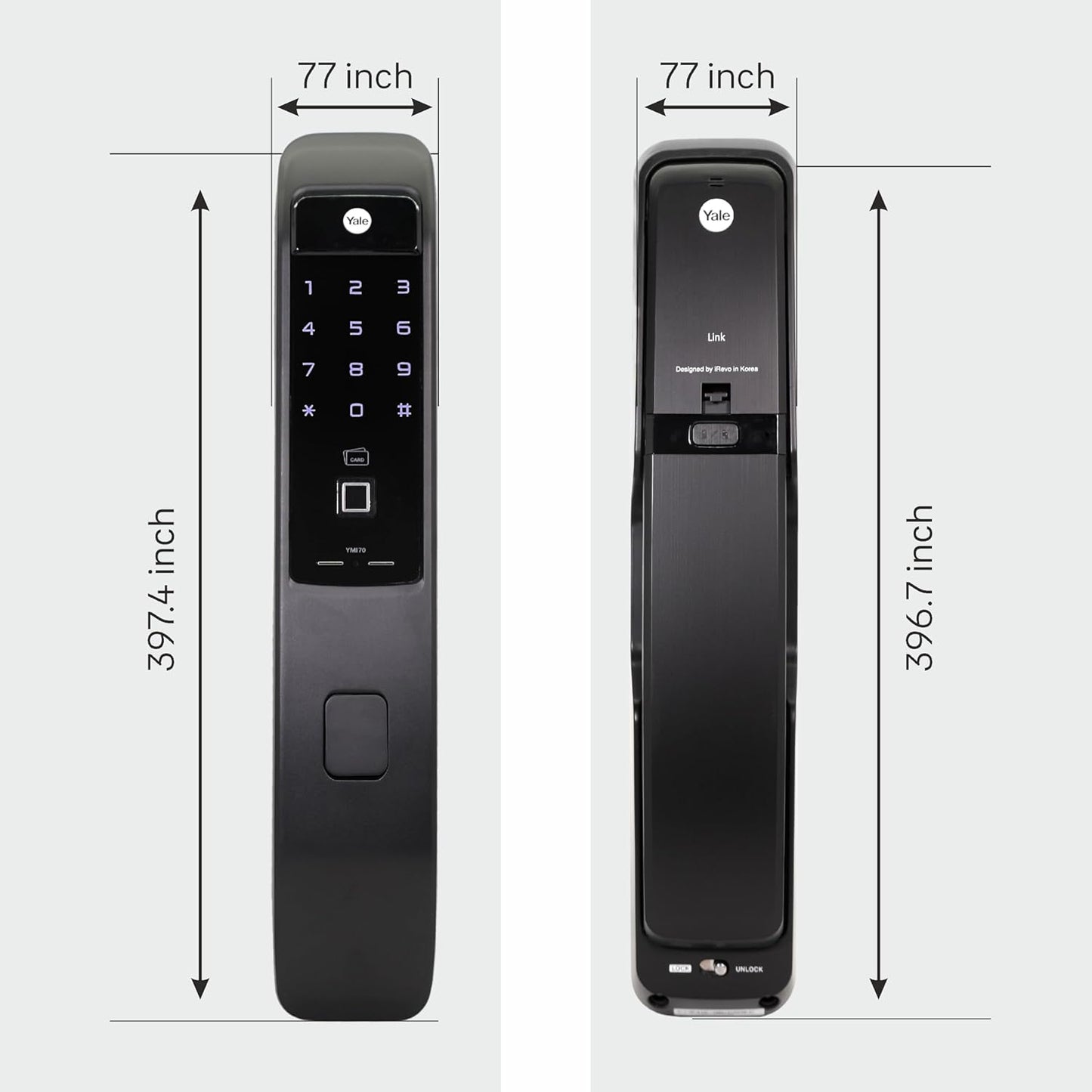Yale YMI 70 Pull Smart Digital Door Lock – Biometric, PIN, RFID, Mechanical Key | Push-Pull Access | Fits 40mm–100mm Wooden Doors | Black | 3-Year Warranty