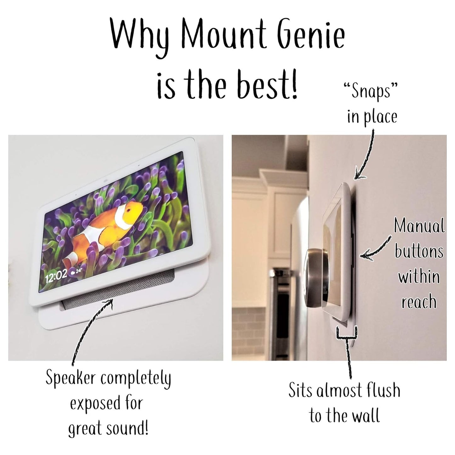 Mount Genie Built-In Wall Mount for Google Nest Hub – Flush-Fit Smart Display Mount | PoE Option | Clean In-Wall Design | Made in USA