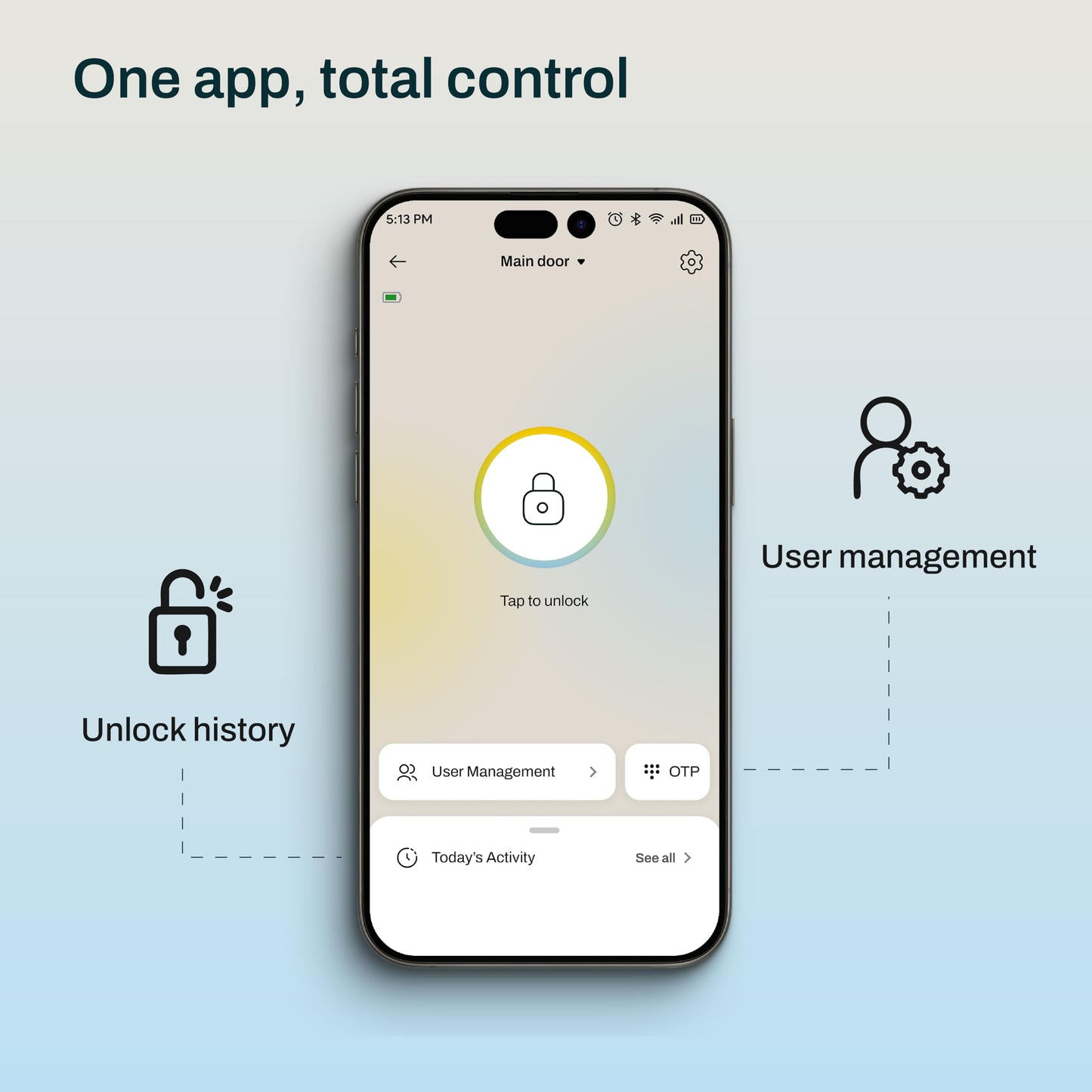 Mygate Smart Door Lock SE with 6 Unlock Methods, Fingerprint, OTP, PIN, RFID Card, Key & Mobile App Access, Unauthorized Freeze & Pin Decoy, Remote Unlocking via OTP| 3-Year Warranty by Mygate, Black