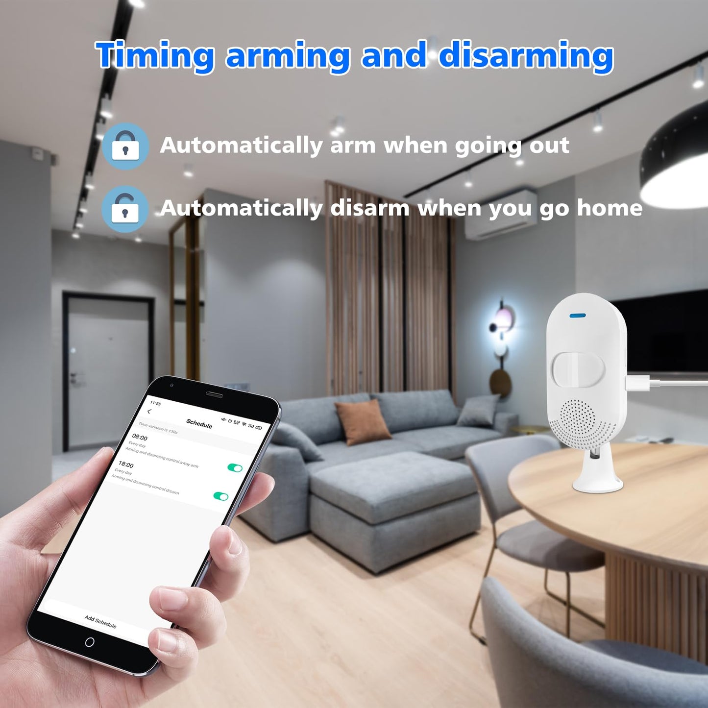 Smart WiFi PIR Motion Sensor – App Notification Alert | USB/Battery Powered | Compatible with Alexa & Google Home | Smart Home Movement Detector