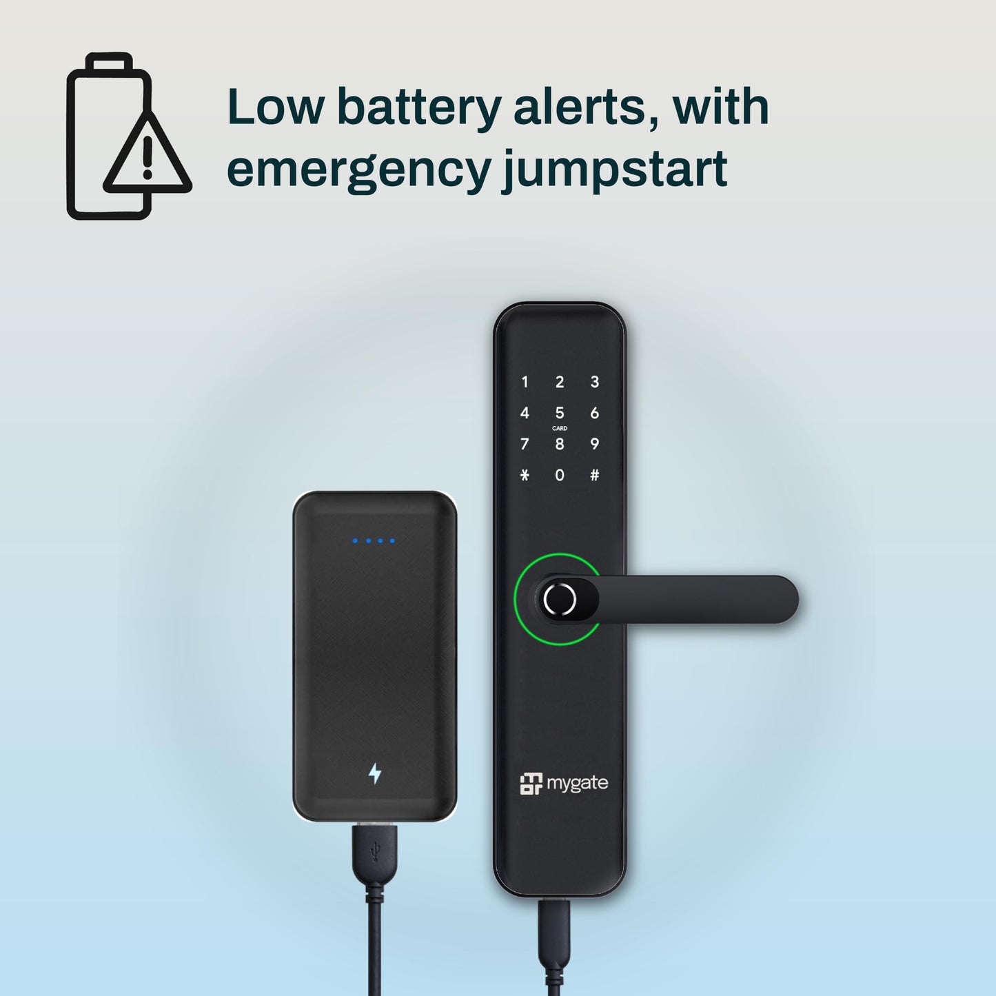 Mygate Smart Door Lock SE with 6 Unlock Methods, Fingerprint, OTP, PIN, RFID Card, Key & Mobile App Access, Unauthorized Freeze & Pin Decoy, Remote Unlocking via OTP| 3-Year Warranty by Mygate, Black