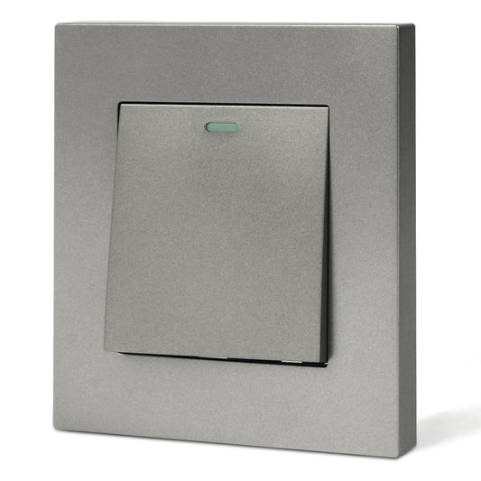 AXFEE Wireless Light Switch, Button Switch, Wall Light, Mechanical Switch, 1 Speed, 1 Way, Light Switch with Screws, Wall Mounted, Flush-Mounted Grey
