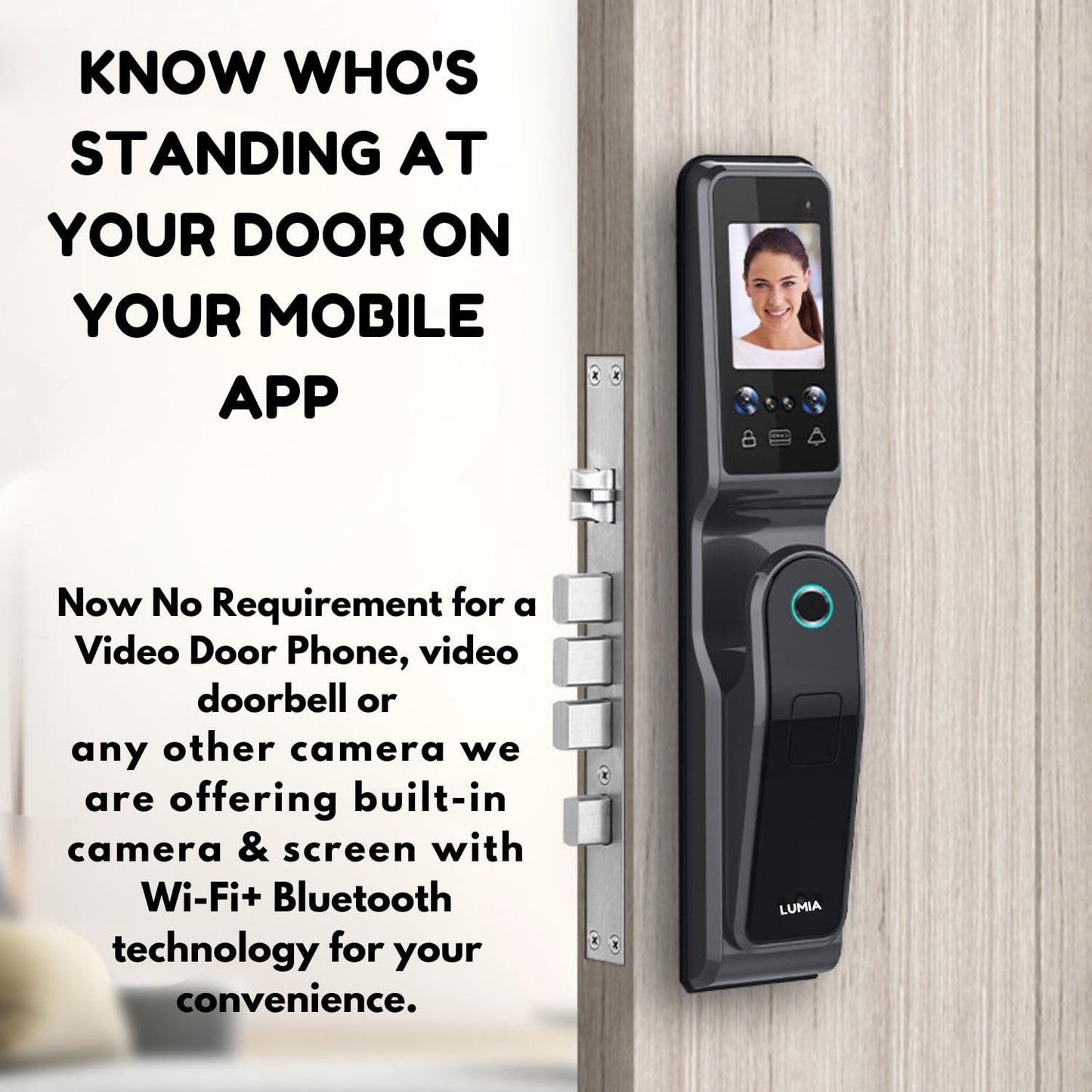 Golens X95 Luxury Smart Digital Door Lock | 9 Ways Unlocking | 3D Face ID | Fingerprint | Mobile App | RFID Card | PIN | OTP, Mechanical Key, Temporary Password, Door Viewer, No Extra Gateway Required