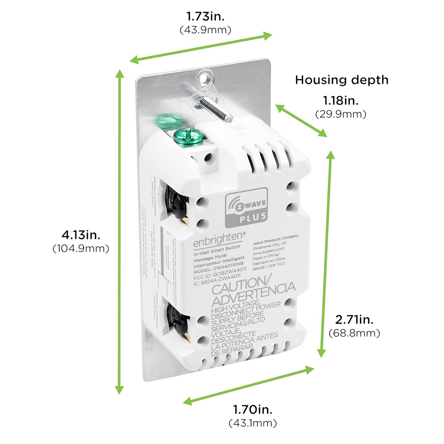 Enbrighten Z-Wave In-Wall Smart Light Switch with QuickFit and SimpleWire, Works with Google Assistant, Alexa, & SmartThings, Z-Wave Hub Required, Smart Home, 700 Series, 58433